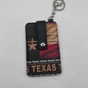 Robin Ruth Faux Leather State of Texas Wallet Black Red Gold